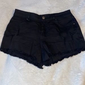 Black denim shorts